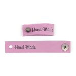 Бирка кожаная с кнопкой Hand Made 1,3х7см, уп.4 шт (сирень)