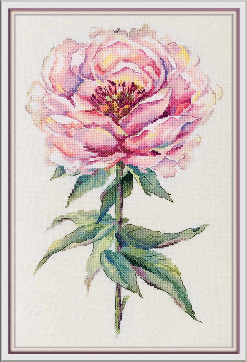 Набор для вышивания нитками Panna C-7468, Пион, 25.5х38.5 см