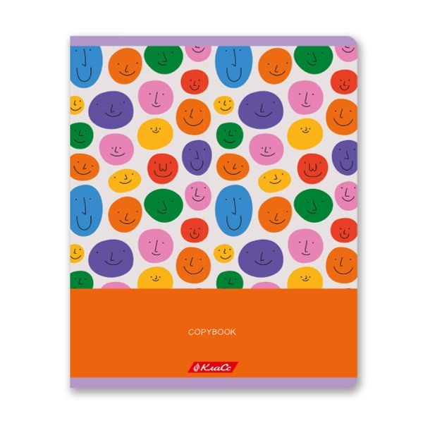 Тетрадь ученическая общая, глянцевая ламинация, A5+ 96 л. на скобе 60 г/м², белизна 100%, 5 шт, клетка в термоусадочной пленке, 000788 Рожицы, Светоч 96ТЕТк-004