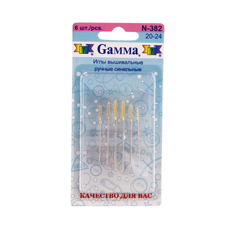 Иглы ручные синельные №20-24, 6 шт, 6 шт, Gamma N-382