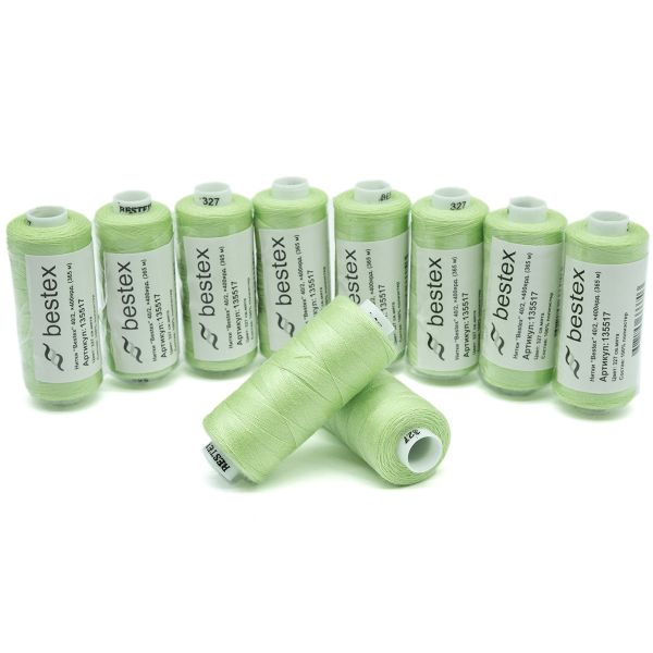 Нитки швейные бытовые Bestex 40/2, 365 м (400 ярд) / 10 кат., 327 яркая мята