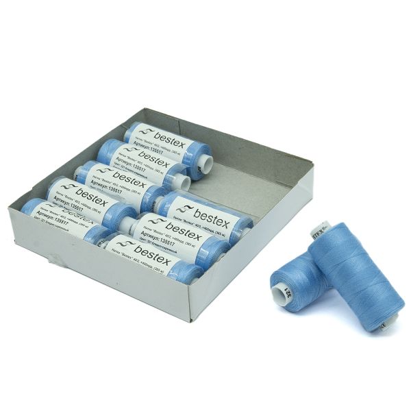 Нитки швейные бытовые Bestex 40/2, 365 м (400 ярд) / 10 кат., 321 лазурно-голубой