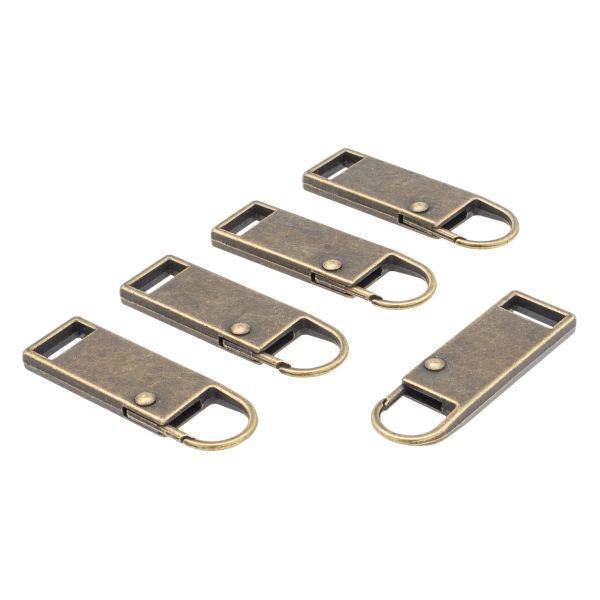 Пуллер-карабин для молнии 45х13 мм, металл (старая латунь), 5 шт