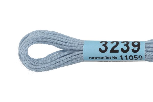 Мулине Gamma 100% хлопок, цв.3239 голубой, 24 мотка по 8 метров