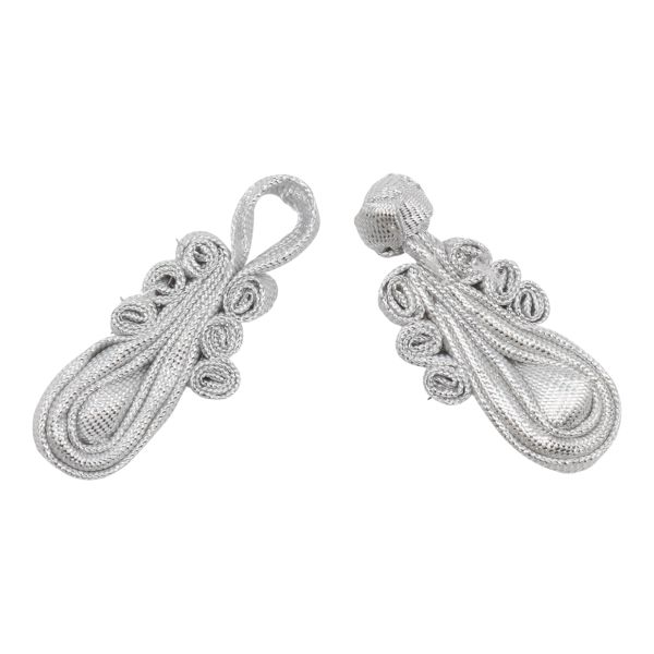 Сутажная застежка, 7 см (серебро), NO.1, 5 шт