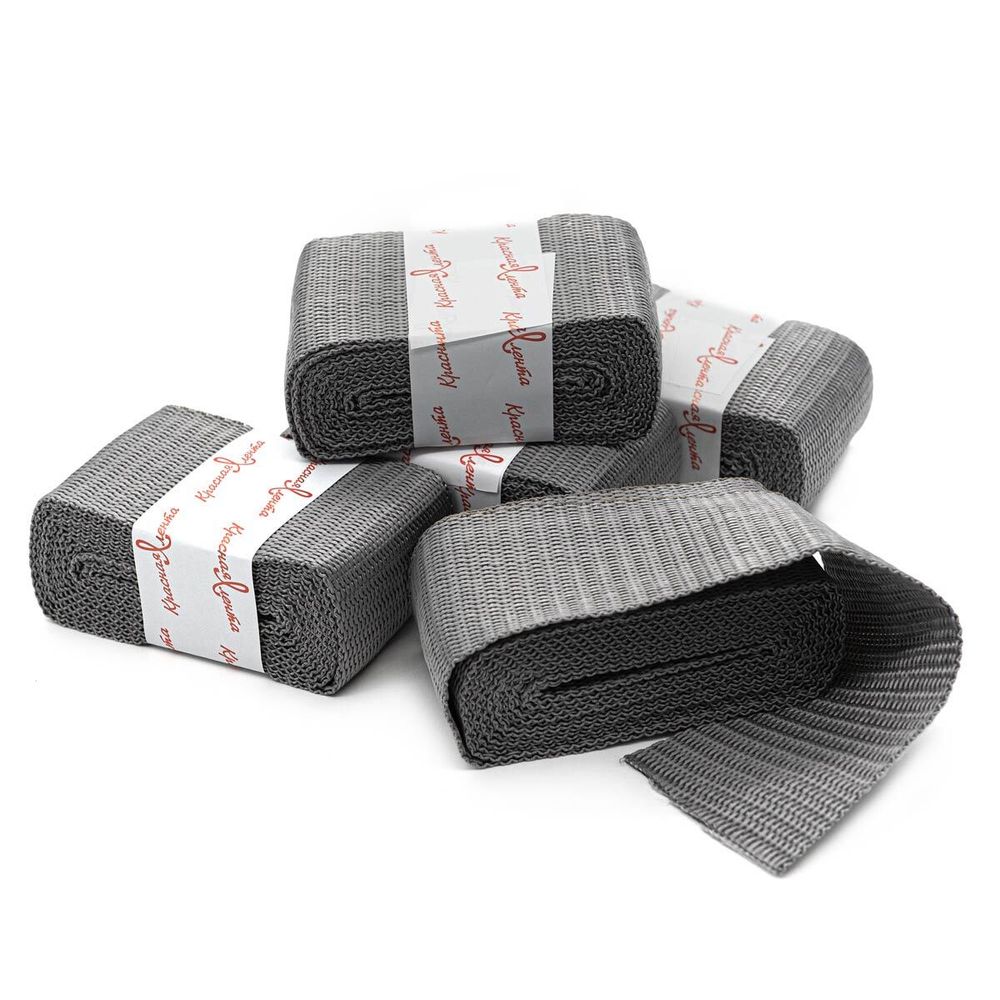 Стропа (ременная лента) 50 мм / 5х2.5 метра, толщ. 1.0 мм, [28 г/пог.м], 100% п/э, 33 серый