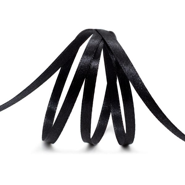 Лента атласная 1-сторонняя 6.0 мм / 22.86±1 метров, 160 черный, Globus