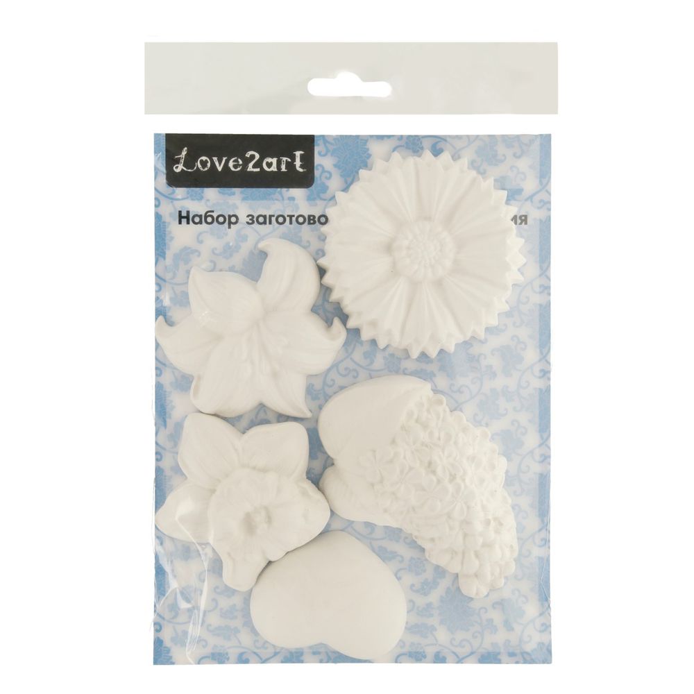 Заготовка из гипса 21х16х2 см, 5 шт, Цветы, Love2art ВА-10 Заготовка из гипса 21х16х2 см, 5 шт, Цветы, Love2art ВА-10