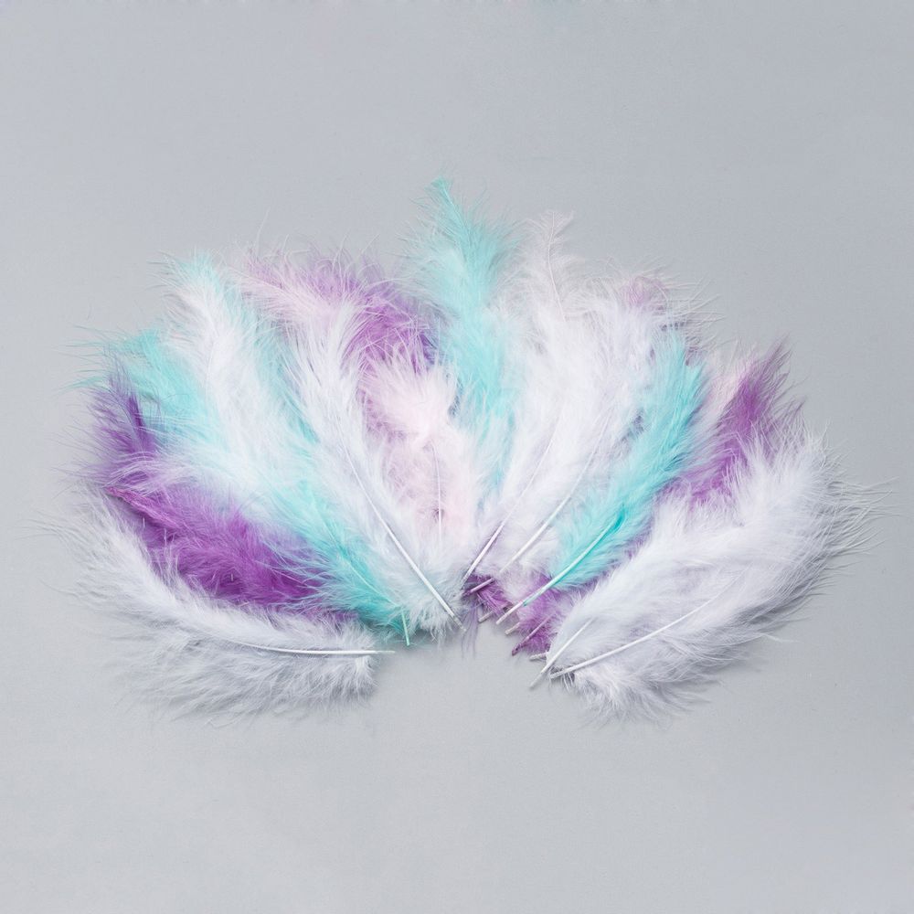 Перо марабу обработанное нежный микс, 13см, 30 шт, XQ-660337