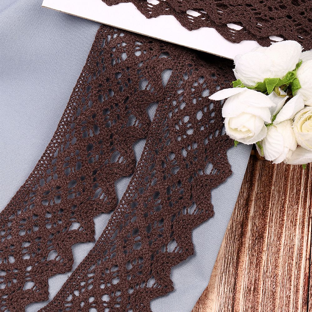 Кружево вязаное (тесьма) 50 мм / 3 метра, хлопок, TBY.1003, F302 коричневый