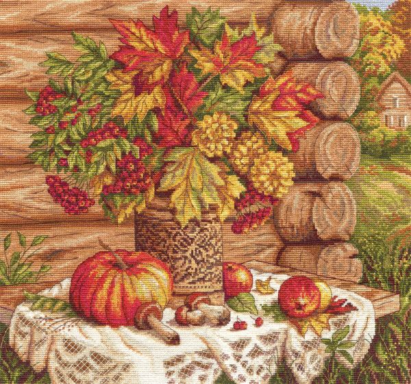 Набор для вышивания нитками Panna, Золотая серия, Осенний натюрморт, 35х31 см