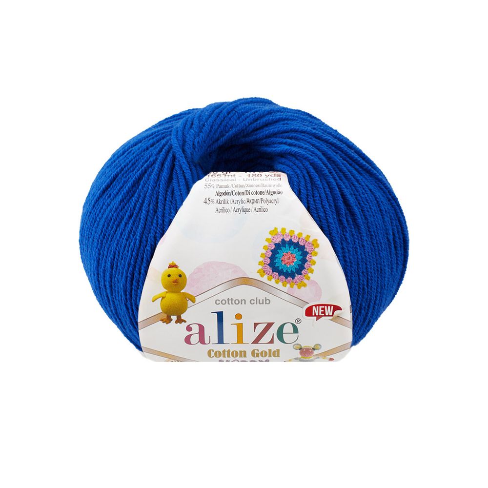 Пряжа Alize (Ализе) Cotton Gold Hobby New / уп.10 мот. по 50 г, 165 м, 141 василек /TOS/