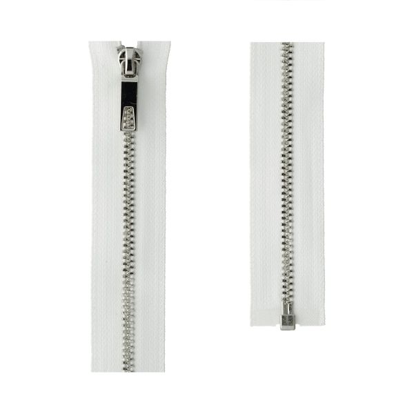 Молния металл Т3 (3 мм) 1 зам., разъем., 60 см, декор, с брелоком серебро, белый брелок DEK Premium, SDV-3 Gamma, 1 шт