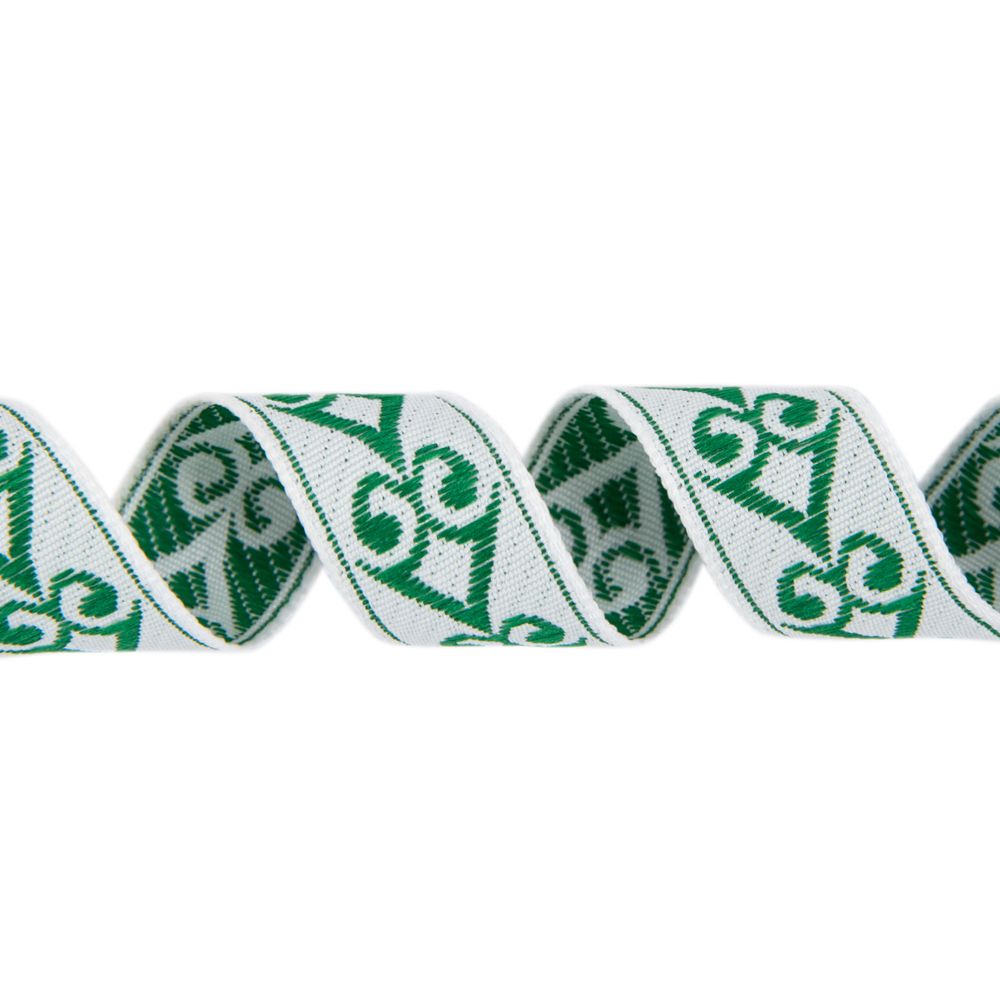 Лента (тесьма) жаккардовая 18.0 мм / 25±1 метров, рис.9797, белый/зеленый, Gamma С3771Г17 рис.9797