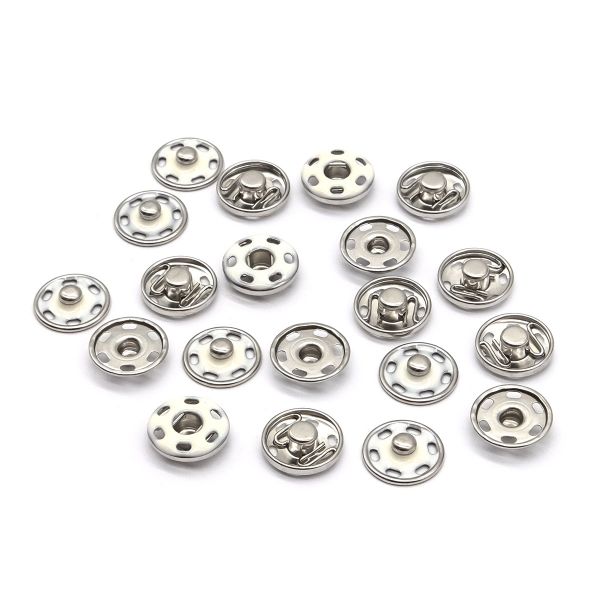Кнопка пришивная металл ⌀12.5 мм, никель / белый, 10 шт, КПР6