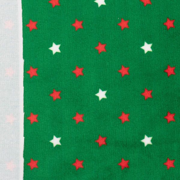 Мех коротковорсовый 1,5мм с принтом звезды, 47*47см (±2см), 100% п/э (зеленый/красный/белый) 29493