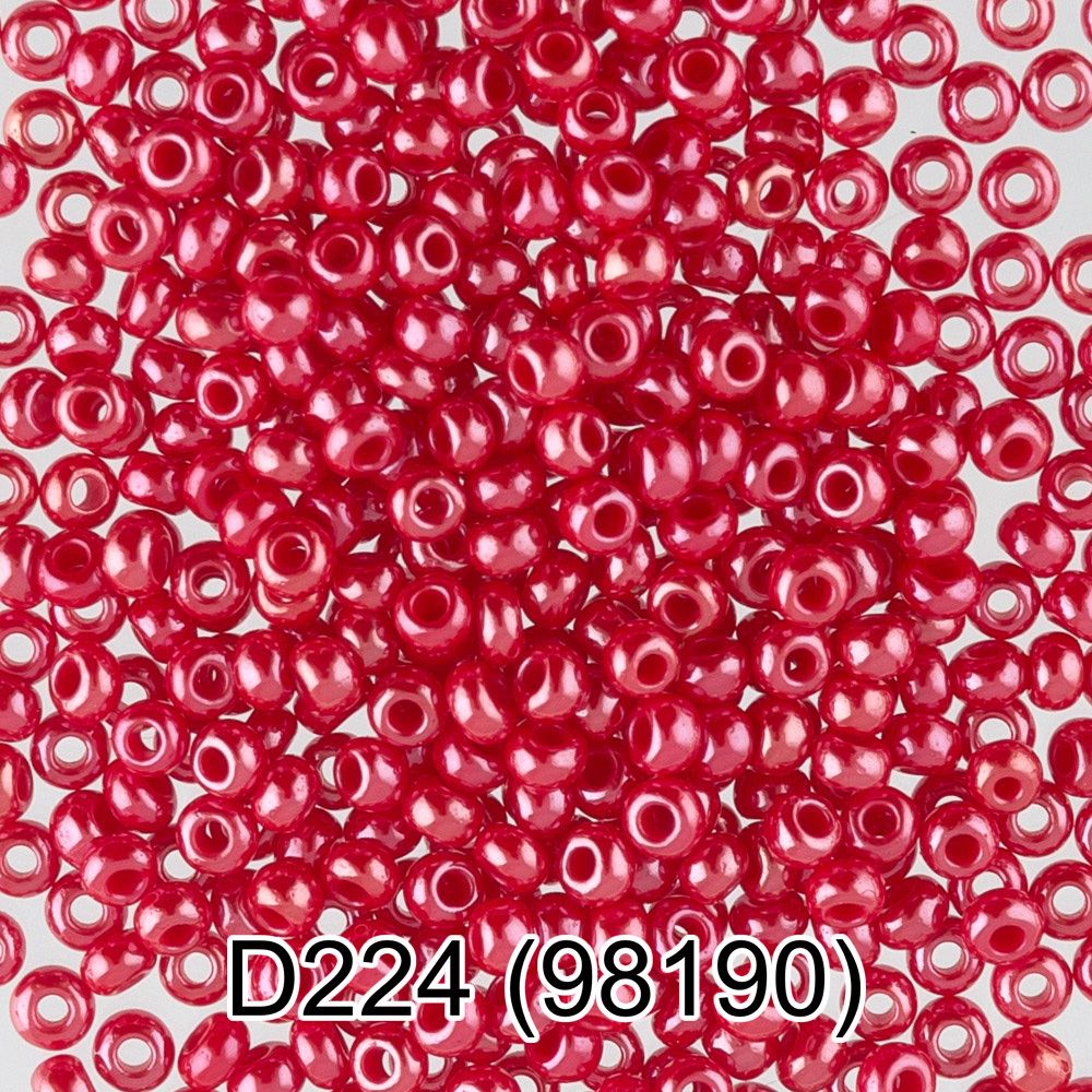 Бисер Preciosa круглый 10/0, 2.3 мм, 10х5 г, 1-й сорт, D224 красный, 98190, круглый 4