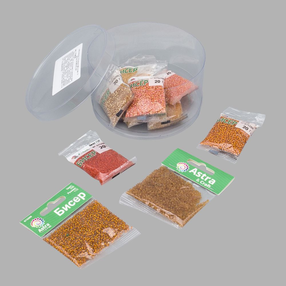 Набор бисера 11/0 ассорти №21 в тубе, 10 цветов, Astra&Craft