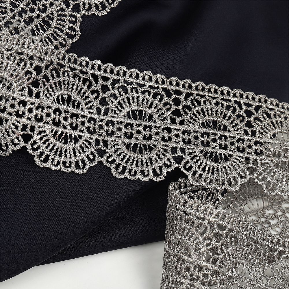 Кружево гипюр (плетёное) 45 мм, диз.2500 цв.E6815 серый уп.13.71м, Kruzhevo