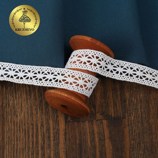 Кружево вязаное (тесьма) 15 мм / 10 метров, цв.02 белый, Kruzhevo