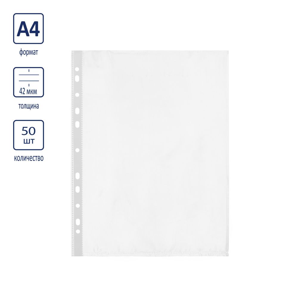 Файл-вкладыш А4 42 мкр. глянц., 50 шт, Classic, прозрачный, Expert Complete
