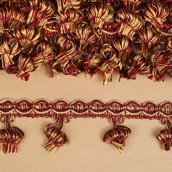 Бахрома отделочная 43.0 мм / 10 метров, цв.6399 винный+золото