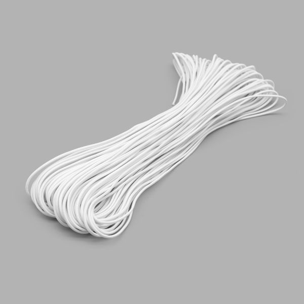 Резинка шляпная (шнур эластичный) ⌀2.0 мм / 30 метров, белый