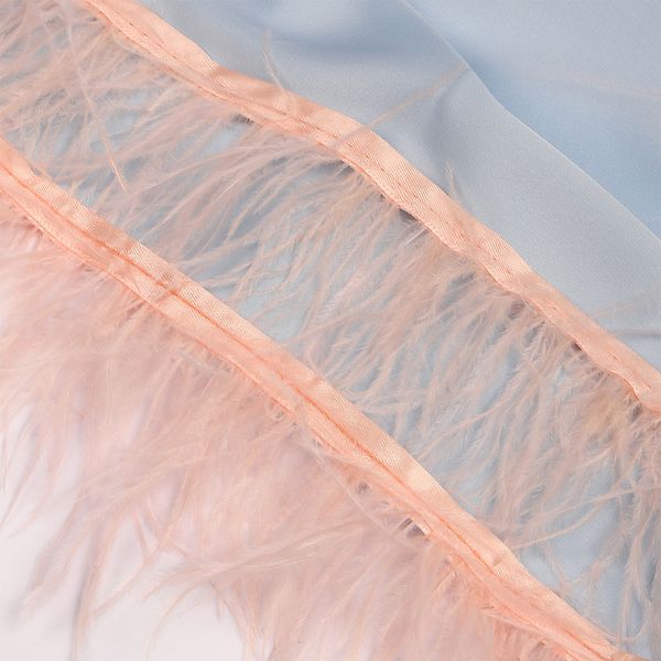 Перья на ленте Страус 8 см, FBY-08-122, цв. кремовый, 2м