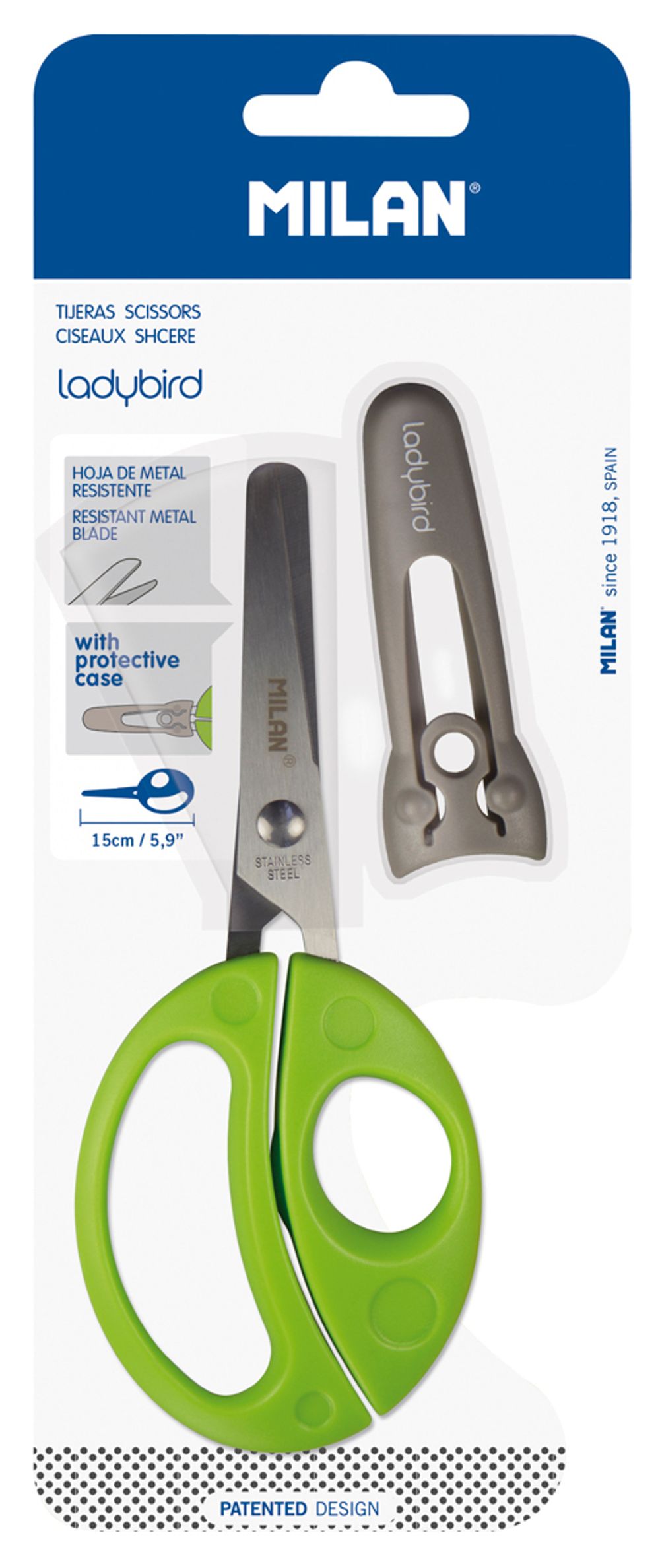 Ножницы универсальные детские 15 см, Milan Ladybird BWM10017