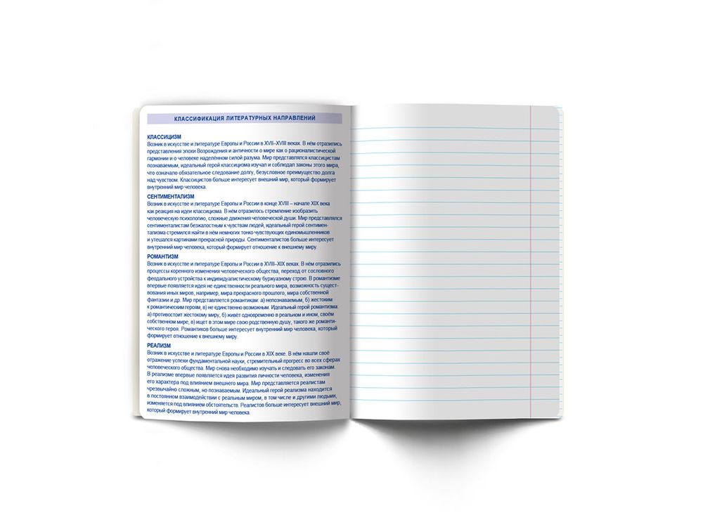 Тетрадь со справочным материалом Яркие краски, матовая ламинация + выбор. лак, A5+ 48 л. на скобе 65 г/м², белизна 100%, 10 шт, линия, 00869 Литература, Светоч 48Т8