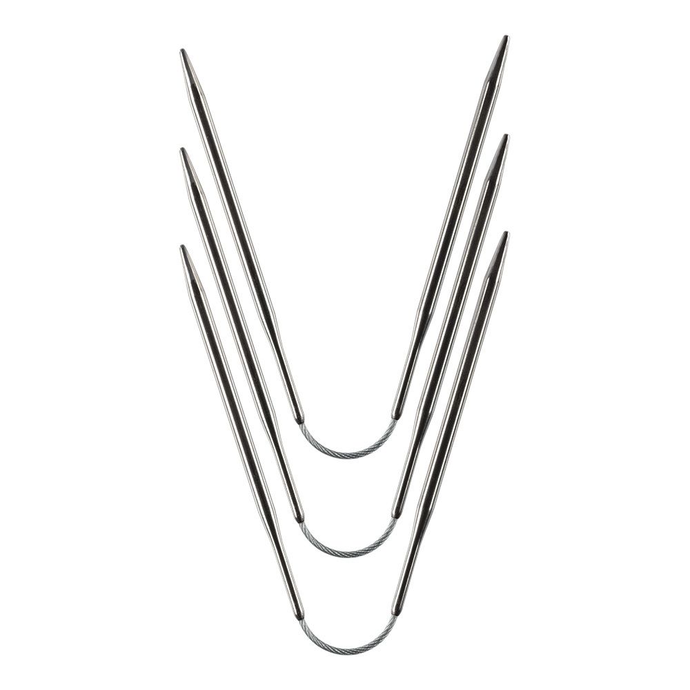 Спицы чулочные металл гибкие ⌀4.0 мм, 21 см, никель, Gamma KNF-3