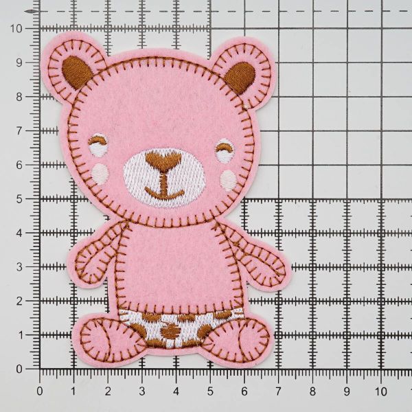 Термоаппликация Мишутка 70х97мм (Pink (розовый)), 2 шт, LA524