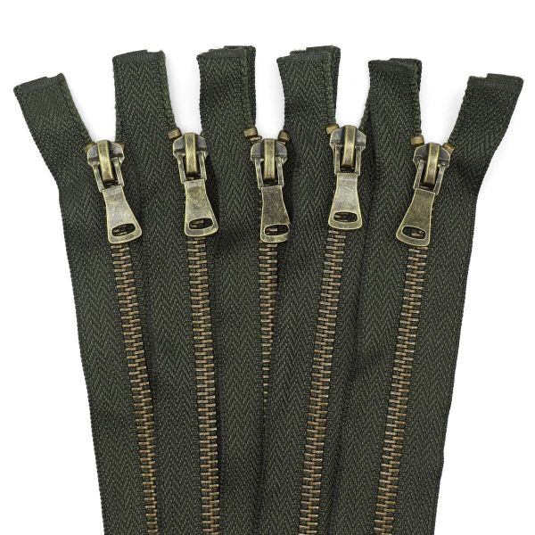 Молния металл Т5 (5 мм) 2 зам., разъем., 80 см, антик, 078 хаки, 5 шт, 15780-5