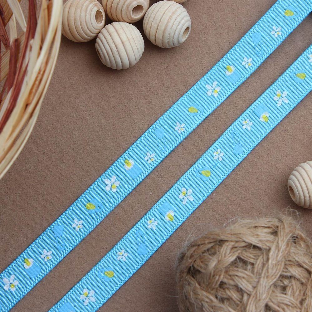 Лента репсовая (в рубчик) Детская, 10 мм, 3м, голубой