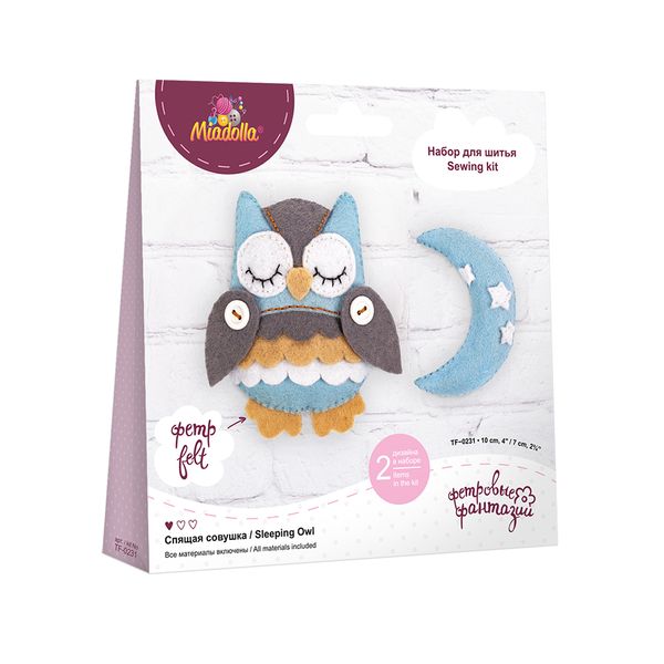 Набор для шитья игрушки Спящая совушка 10 см, Miadolla TF-0231