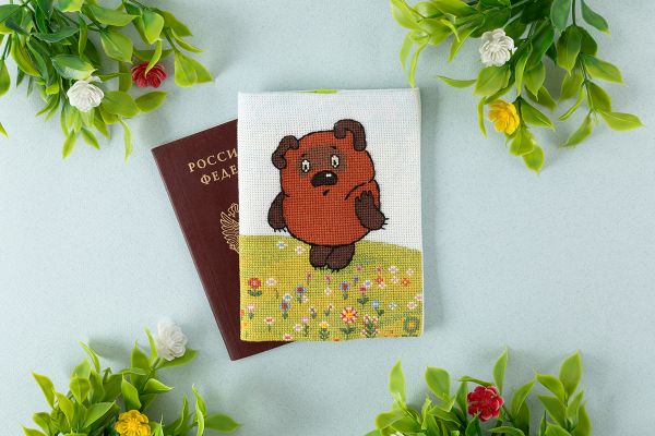 Набор для вышивания нитками Panna, Союзмультфильм. Обложка для паспорта. Винни Пух, 20х13.5 см