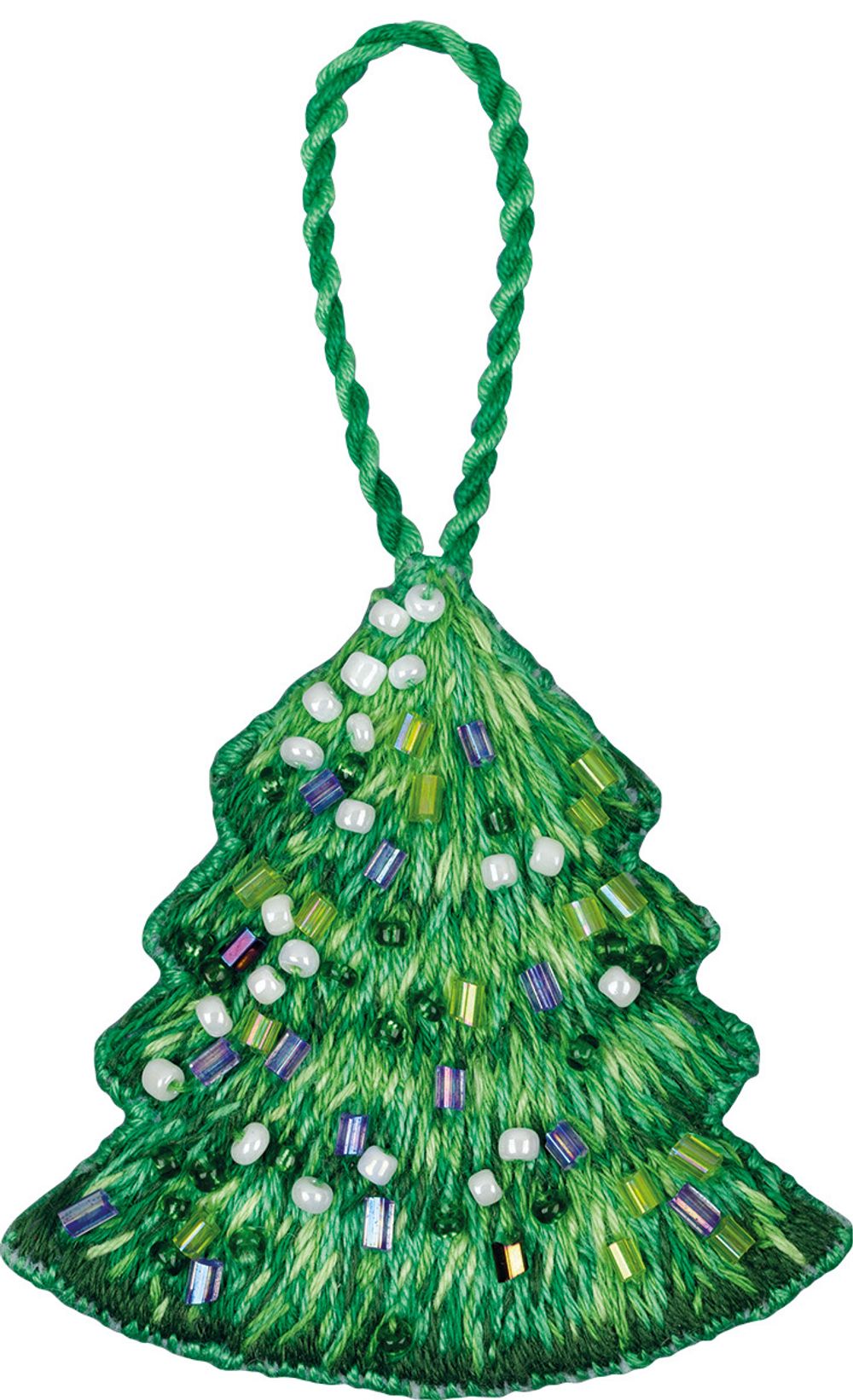 Набор для вышивания нитками Panna Живая картина JK-2328, Новогодняя игрушка. Зеленая красавица, 5х5 см