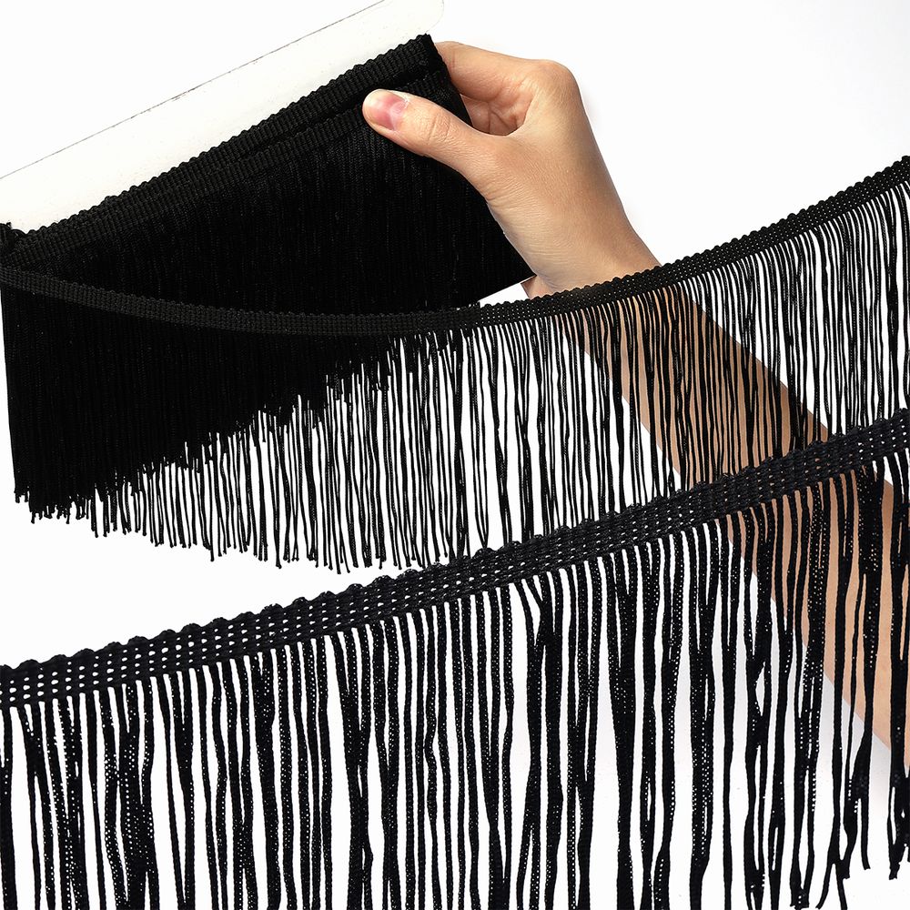 Бахрома отделочная широкая 100.0 мм / 4.5 метра, цв.черный