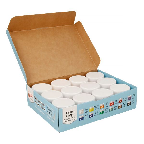 Краска акриловая глянцевая набор 12 цв, 20 мл, Vista-Artista IGAS-12