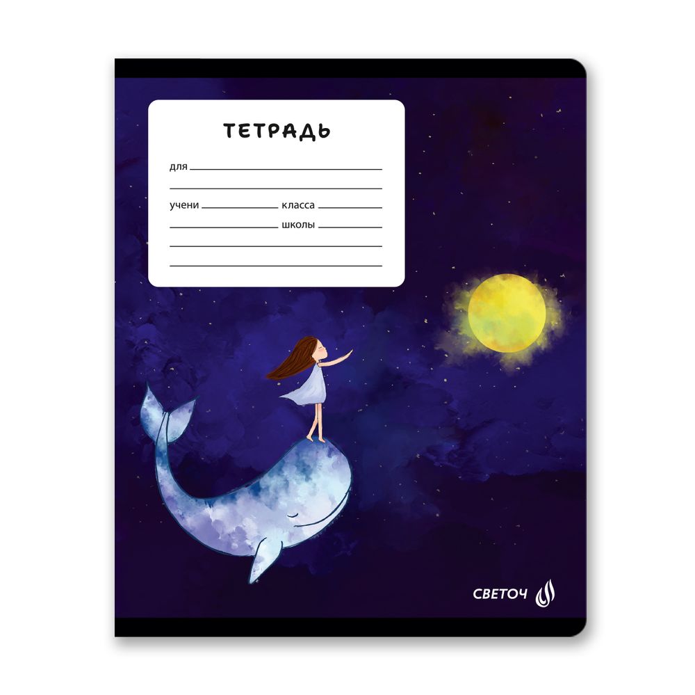 Тетрадь ученическая школьная, A5 18 л. на скобе 65 г/м², белизна 100% 20 шт линия, 01451 Тайны лунной ночи, Светоч Т184