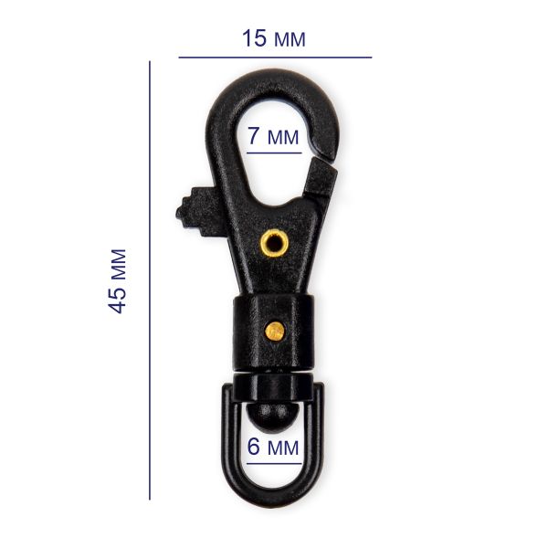 Карабин пластик 14 мм, 10 шт, №07 черный, Gamma GHB004