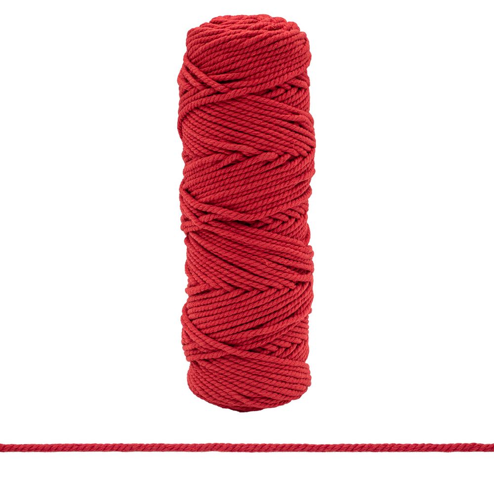 Шнур круглый х/б ⌀4.0 мм / 100 метров, (бобина) (красный)