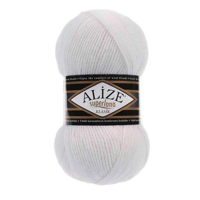 Пряжа Alize (Ализе) Superlana klasik / уп.5 мот. по 100 г, 280м, 055 белый A