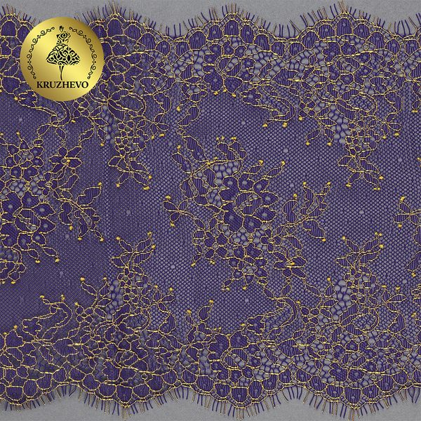 Кружево шантильи (реснички) 230 мм, цв.т.синий, уп. 3 м, Kruzhevo