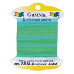 Лента (тесьма) шелковая 4.0 мм / 9.1±0.5 метров, M115 бл.зеленый/изумрудный, Gamma SRM-4