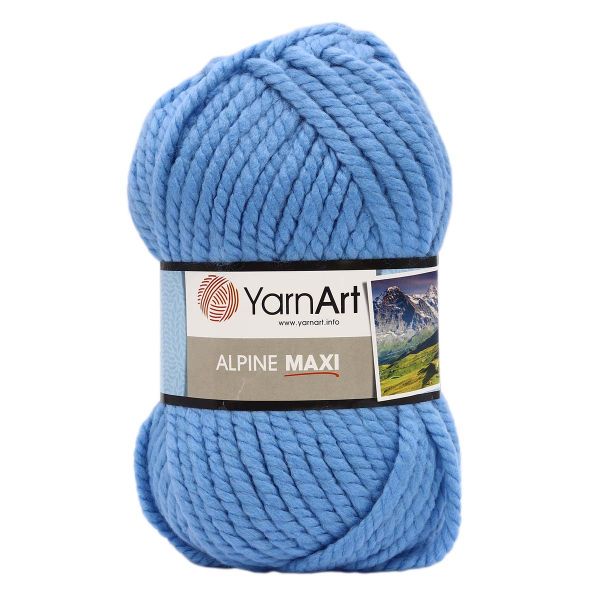 Пряжа YarnArt (ЯрнАрт) Alpine Maxi / уп.2 мот. по 250 г, 105 м, 668 небесно-голубой