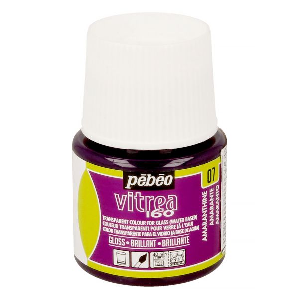 Краска по стеклу (под обжиг) глянцевая Vitrea 160, 45 мл, 111007 амарант, Pebeo