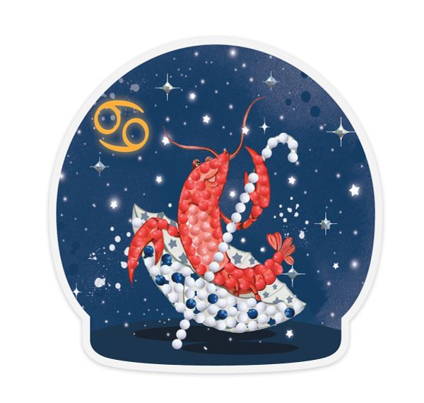 Алмазная (кристальная) мозаика Фрея, магнит Знаки зодиака. Рак, 9х9 см