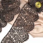 Кружево эластичное (стрейч) 110 мм, 40992PP цв.L30 кофе с молоком+черный уп.25м, Kruzhevo