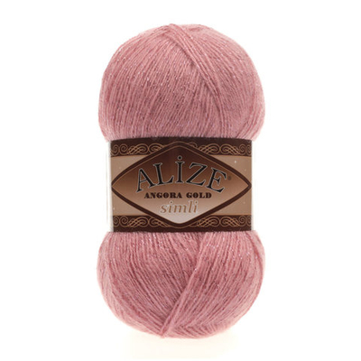 Пряжа Alize (Ализе) Angora Gold Simli / уп.5 мот. по 100 г, 500м, 144 темная пудра A